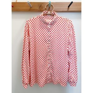 Vintage cream and red polka dot button down, XL